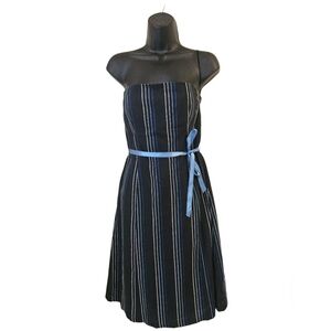 Helen Wang - Size 6 Black and Blue Strapless Sundress for Cocktail Events